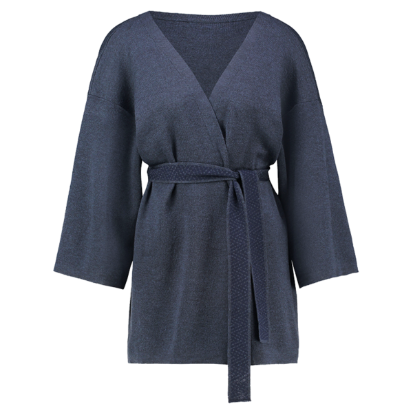 Blauw kimono vest.
