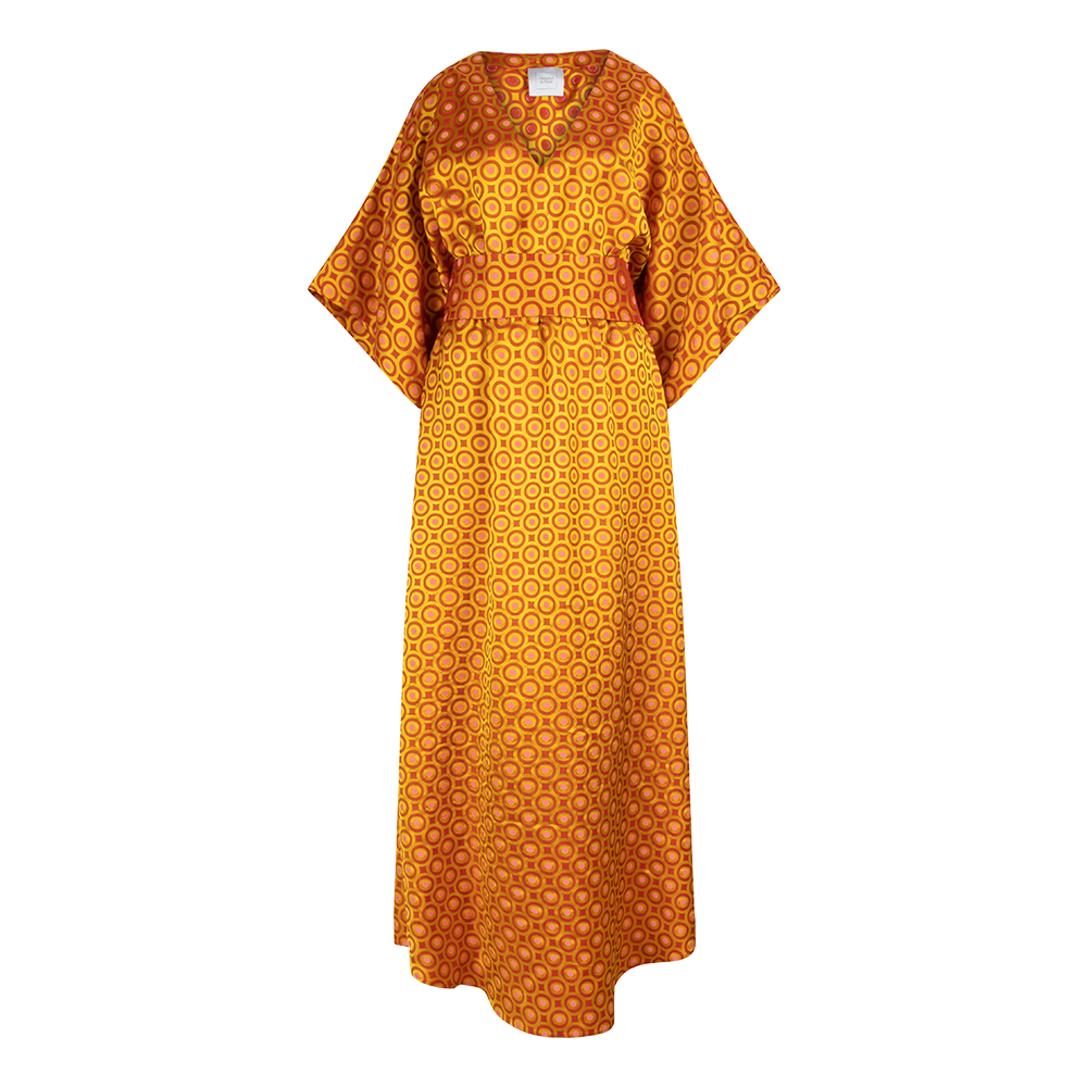 Gepensioneerde Identiteit over het algemeen Rood oranje kaftan kimono jurk - Shop bij Halsduk by Esmee