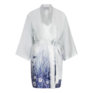 Witte zijden kimono Grås kort
