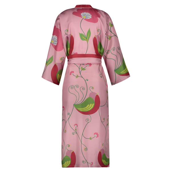 Roze zijden kimono Fåglar