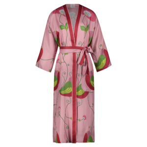 Pink silk kimono Fåglar