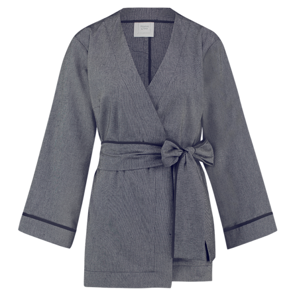Blauw katoenen kimono jasje Fåglar