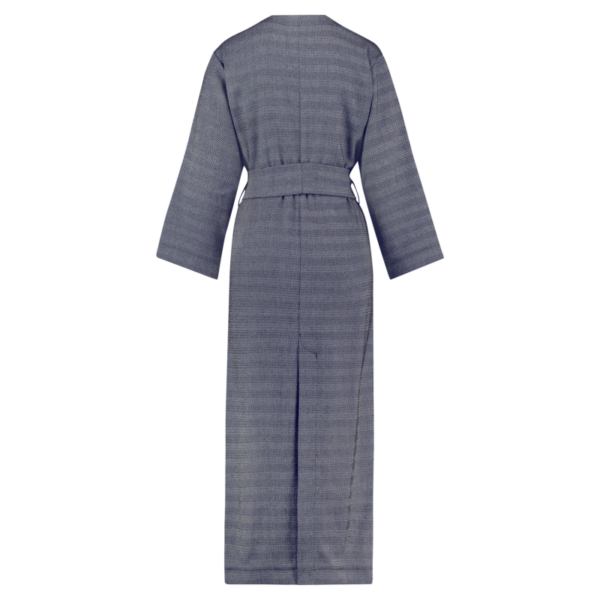 Long women's kimono blue herringbone